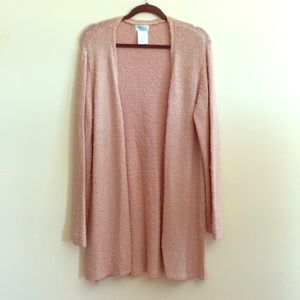 Creation L peach fuzzy long open front cardigan